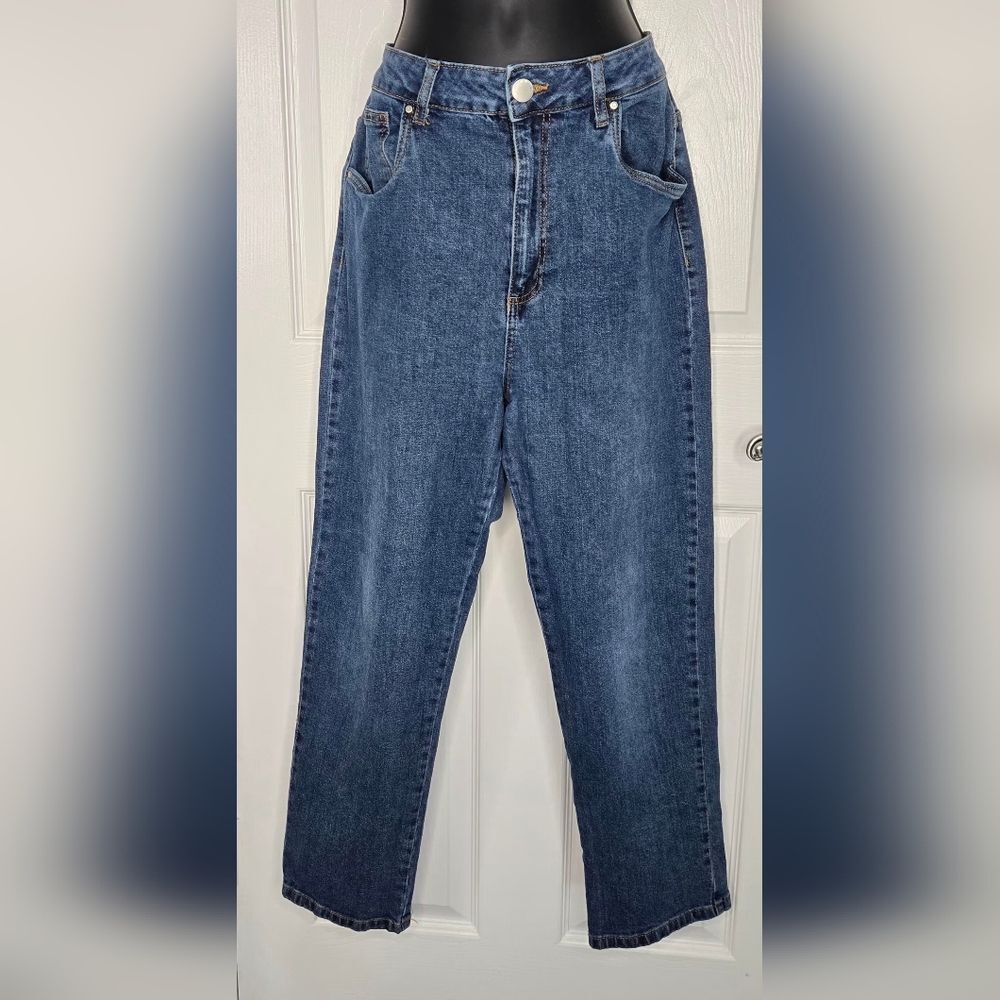 Cotton On Mom Jeans Stretch Straight Blue Size 12